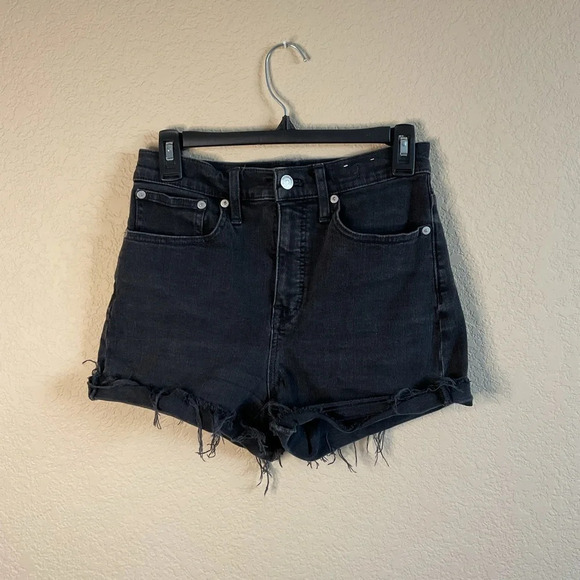 Madewell Pants - Madewell Womens 26 Black High Rise Cut Off Denim Shorts Distressed